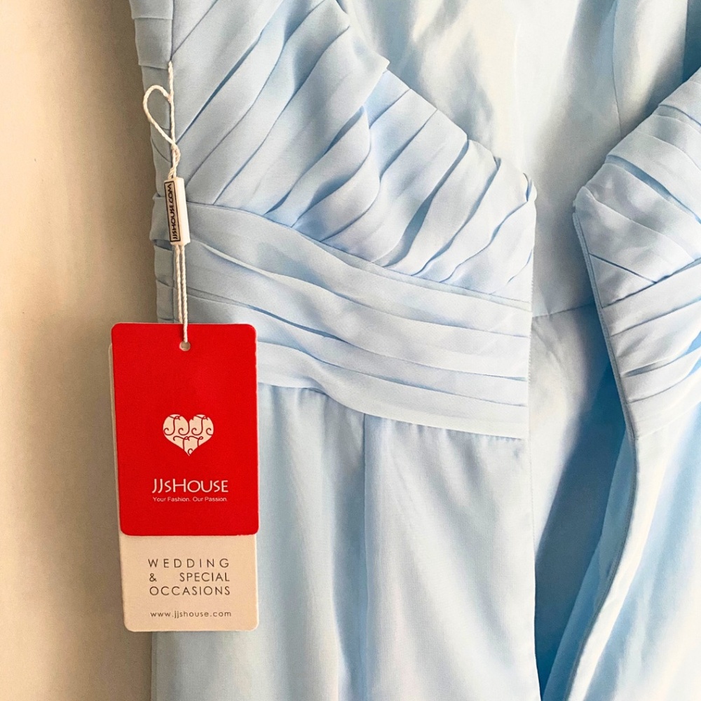 NWT JJ’s House Sky Blue Shoulder Cut Out Back Bridesmaid/Wedding Dress [US 6] - Picture 9 of 12